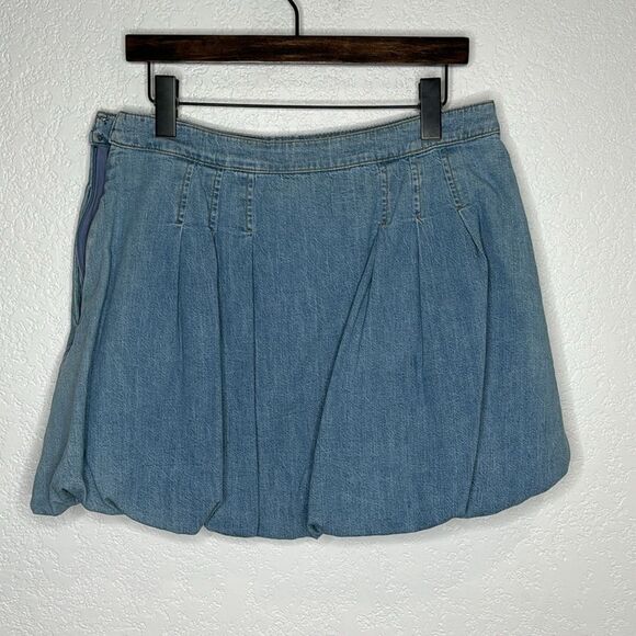 NWT Jonathan Simkhai Standard Denim Bubble Hem Mini Skirt Large Vatia - Picture 4 of 10